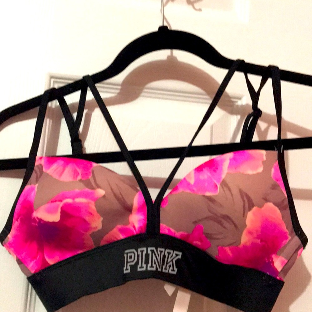 Pink floral bra